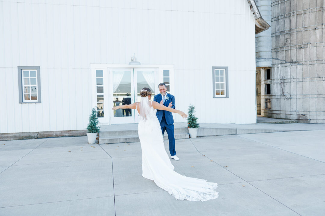 father daughter first look at abellas weddings and events fall october wedding