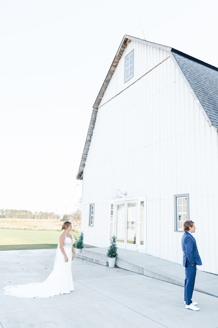 first look bride and groom at abellas weddings and events wedding