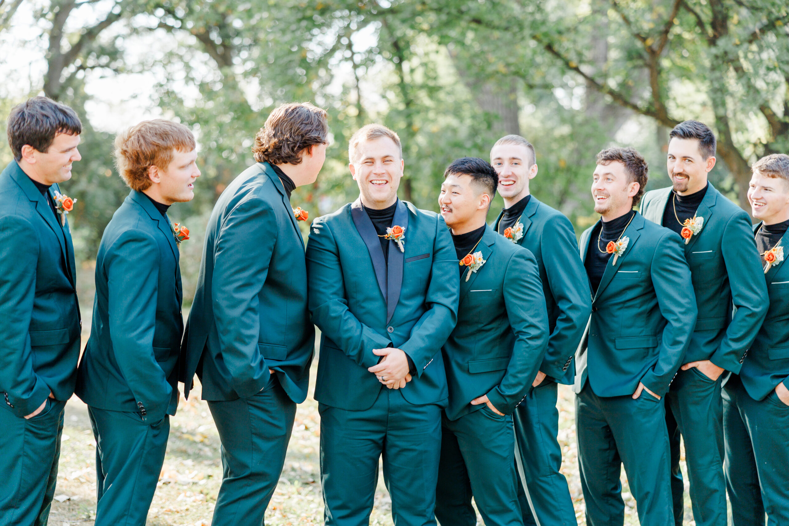 bridal party portraits of couple at buffalo ridge resort in gary sd