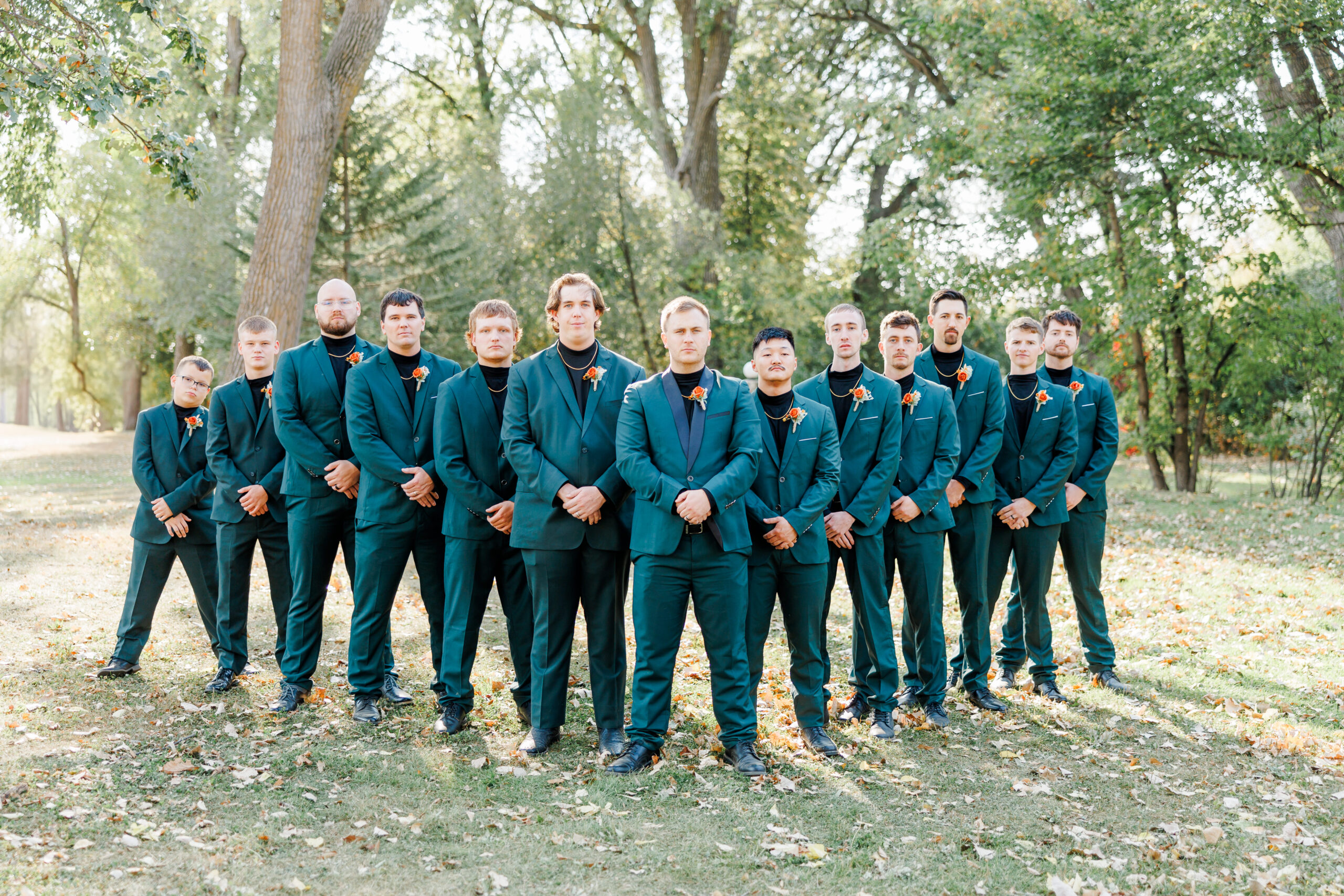 bridal party portraits of couple at buffalo ridge resort in gary sd