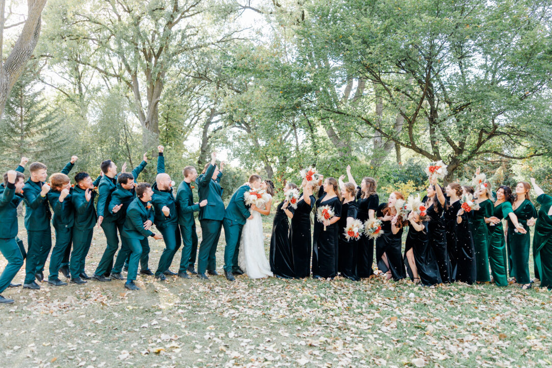 bridal party portraits of couple at buffalo ridge resort in gary sd