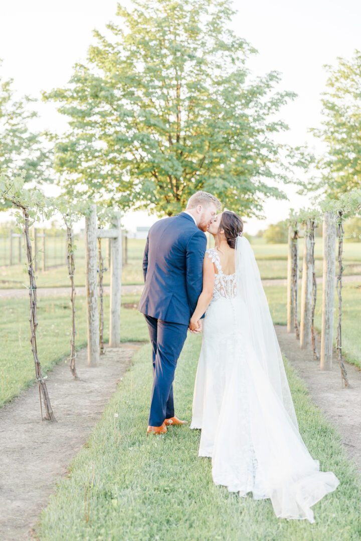 Redeemed Farm wedding sunset photos of bride and groom