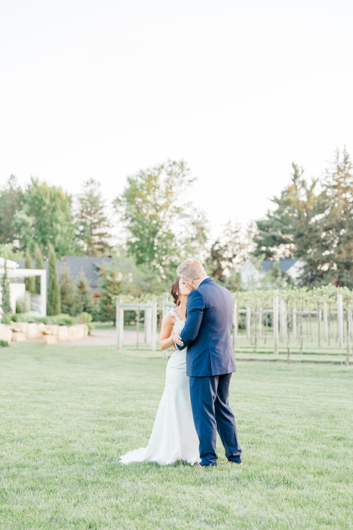 Sunset photos of bride and groom at Redeemed Farm in Scandia, MN