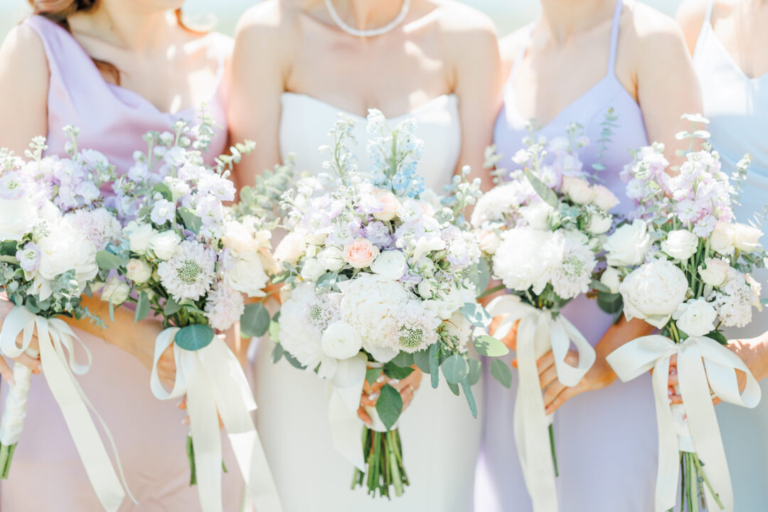 bride and bridesmaids at the barn at aspen acres wedding