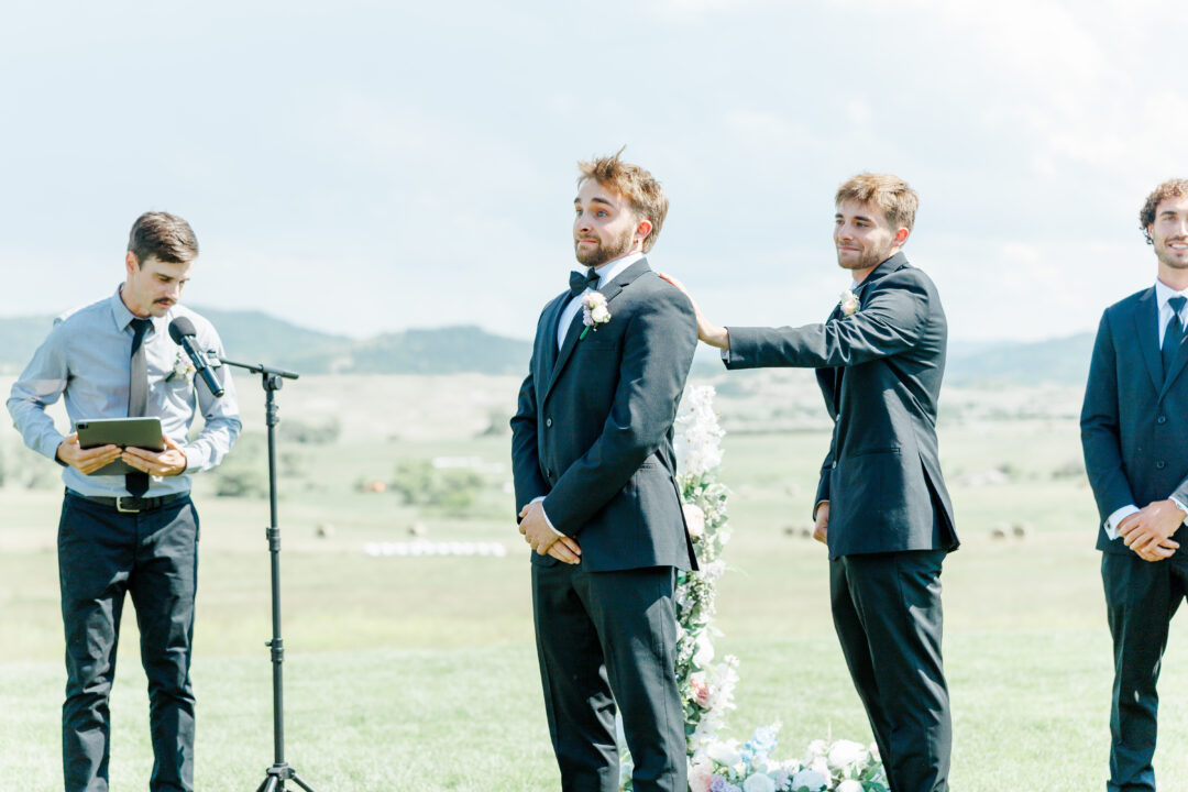 wedding ceremony at barn at aspen acres