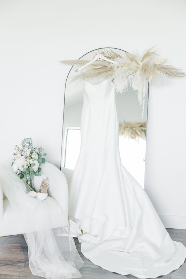 wedding dress at barn at aspen acres wedding