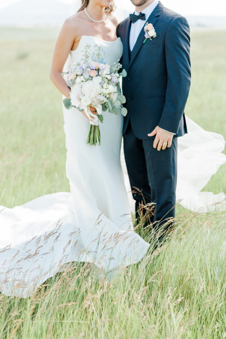 bride and groom at the barn at aspen acres wedding portraits