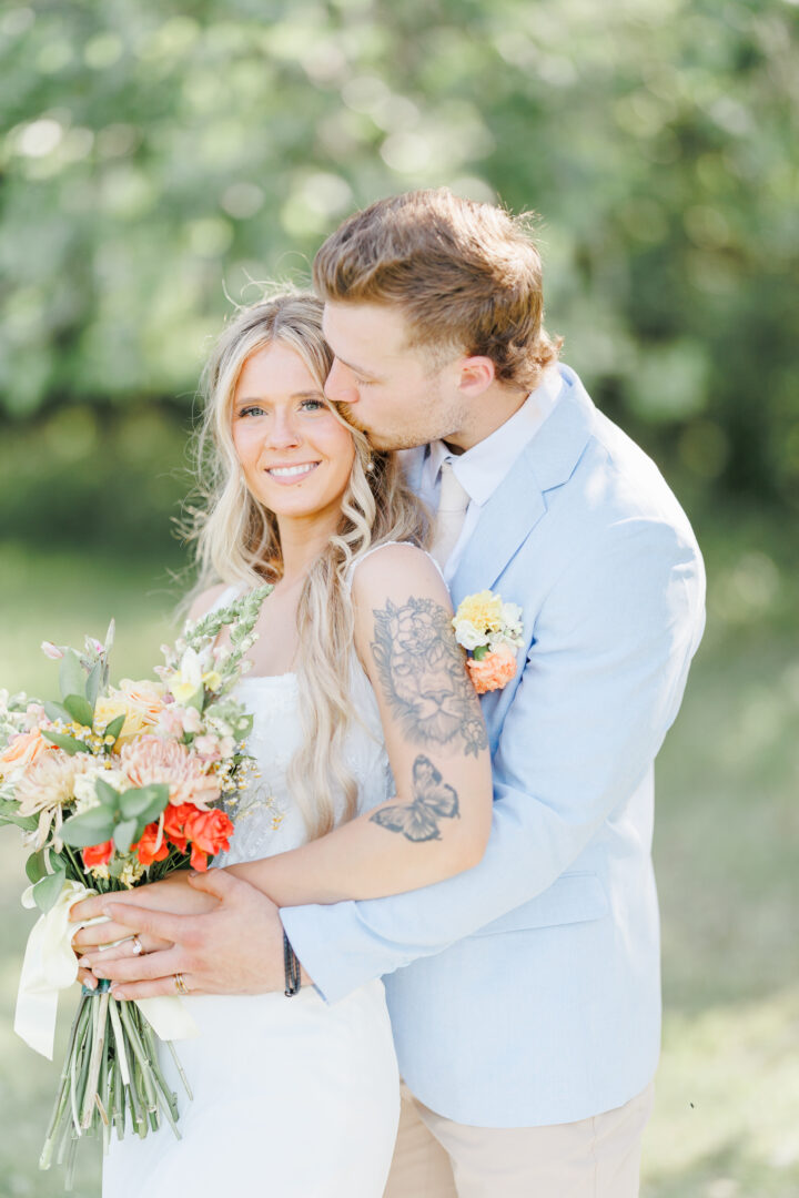 couple's photo at midway camp wedding in volga, south dakota