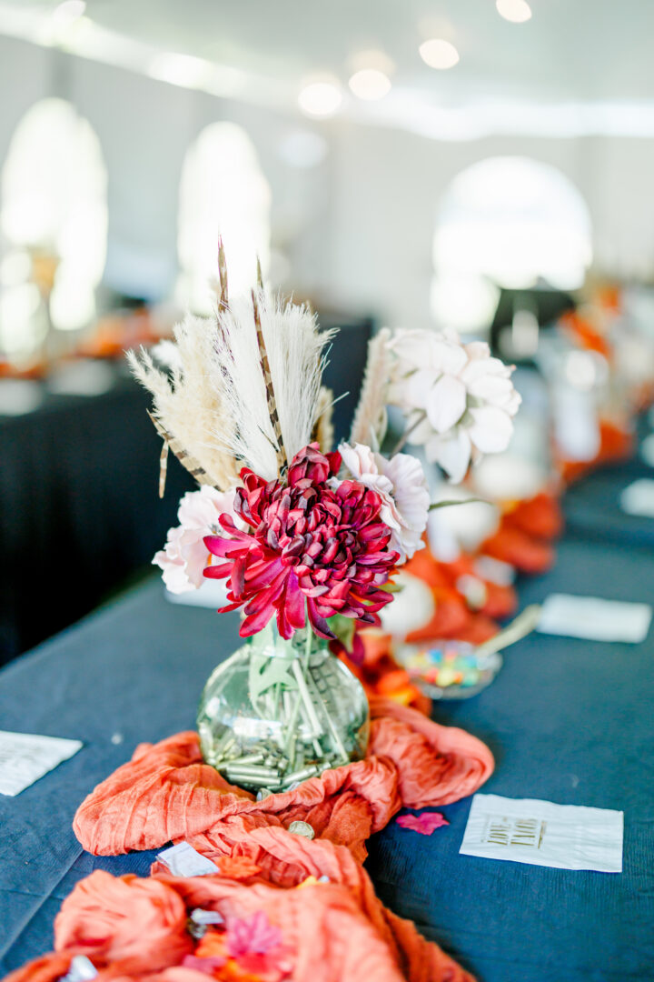 wedding reception in tent at stable waters ranch