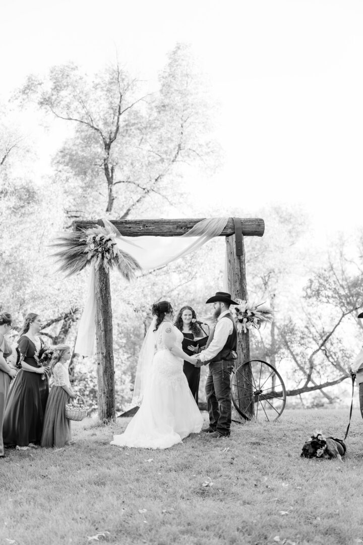wedding ceremony at stable waters ranch in watertown sd
